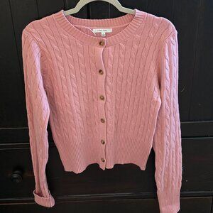 Love Tree Pink Cable Knit Cardigan in size Large EUC